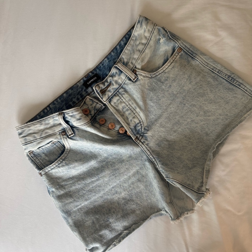 Express Faded Blue Jean Shorts